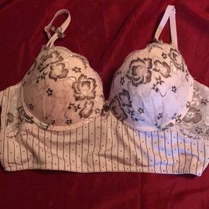 Sophie B .  Pink and grey floral bra.